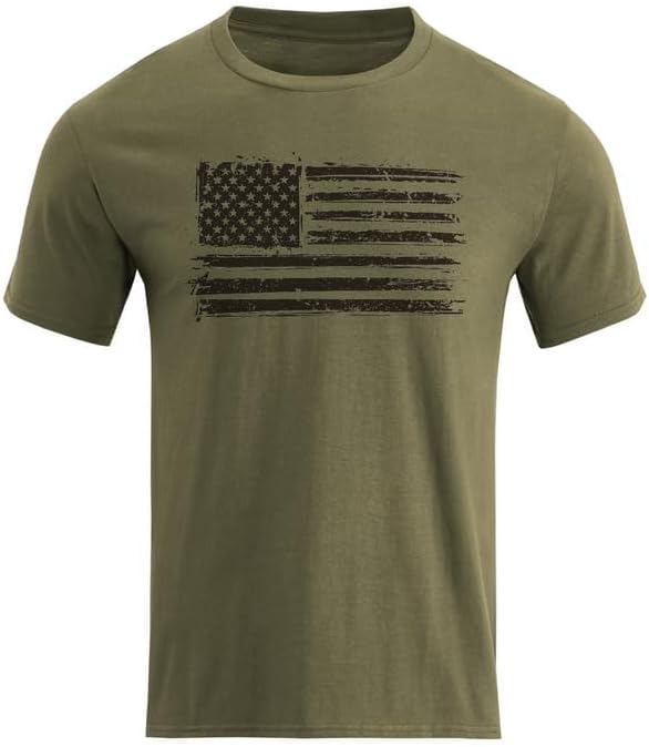 H HYFOL Men's Graphic T-Shirts USA Flag Cotton Short Sleeve American Patriotic Crewneck Casual Regular Tee Shirts