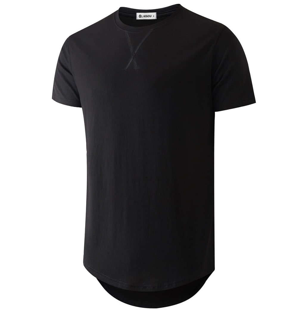 KLIEGOU Men's 100% Cotton Longline T-Shirt, Pre-Shrunk Soft