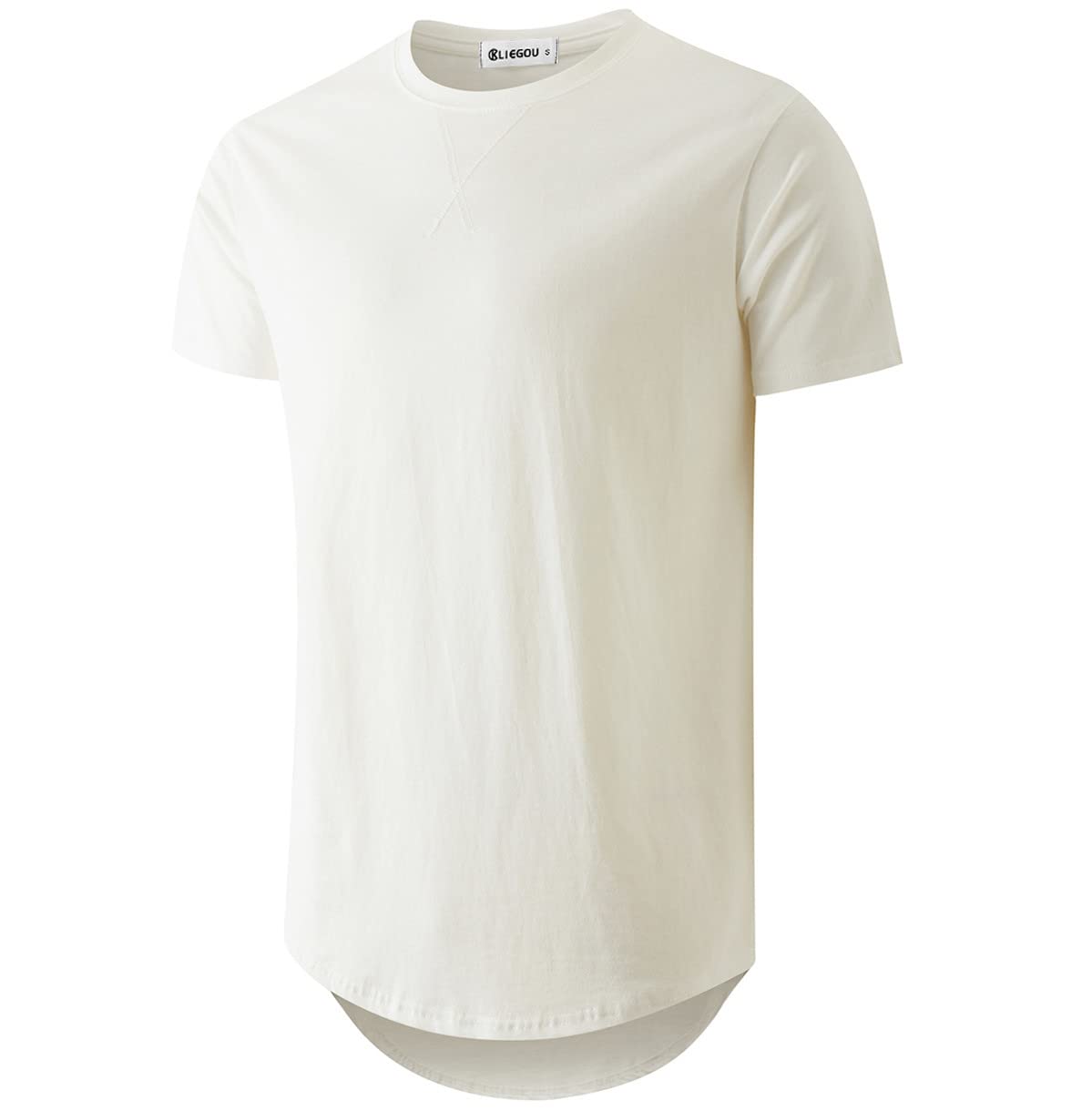 KLIEGOU Men's 100% Cotton Longline T-Shirt, Pre-Shrunk Soft
