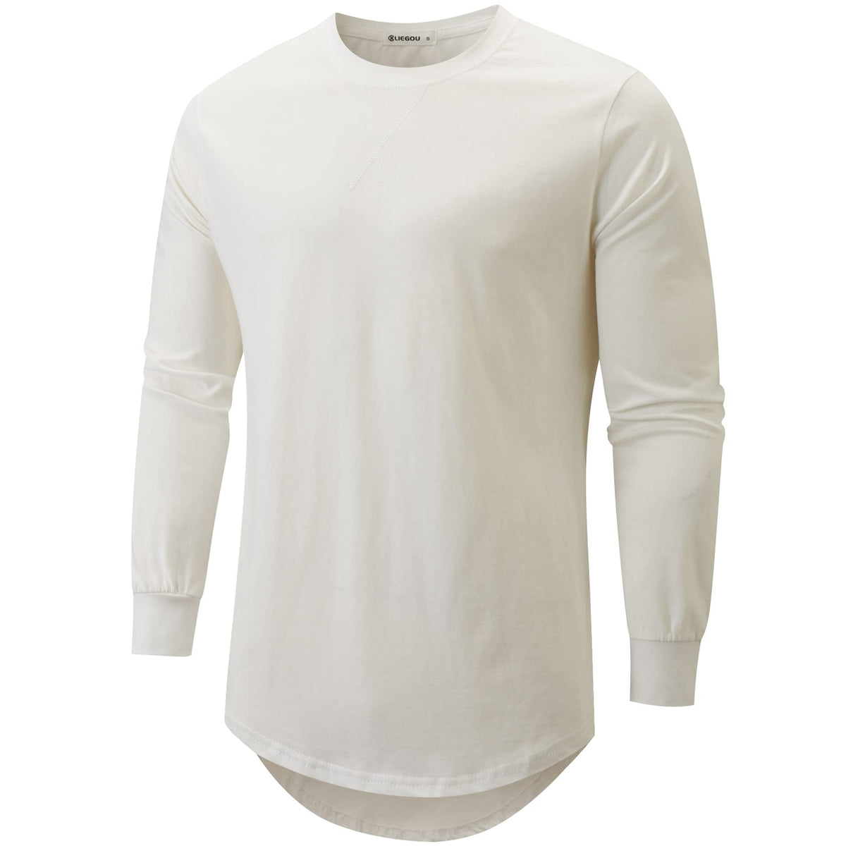 KLIEGOU Men's 100% Cotton Longline T-Shirt, Pre-Shrunk Soft