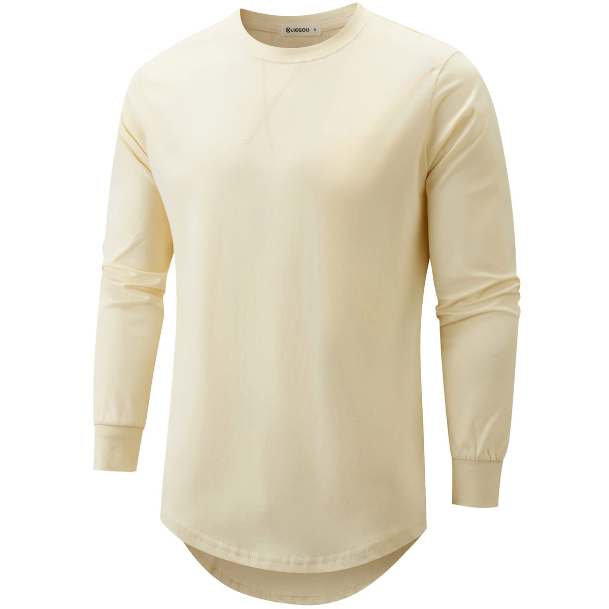 KLIEGOU Men's 100% Cotton Longline T-Shirt, Pre-Shrunk Soft