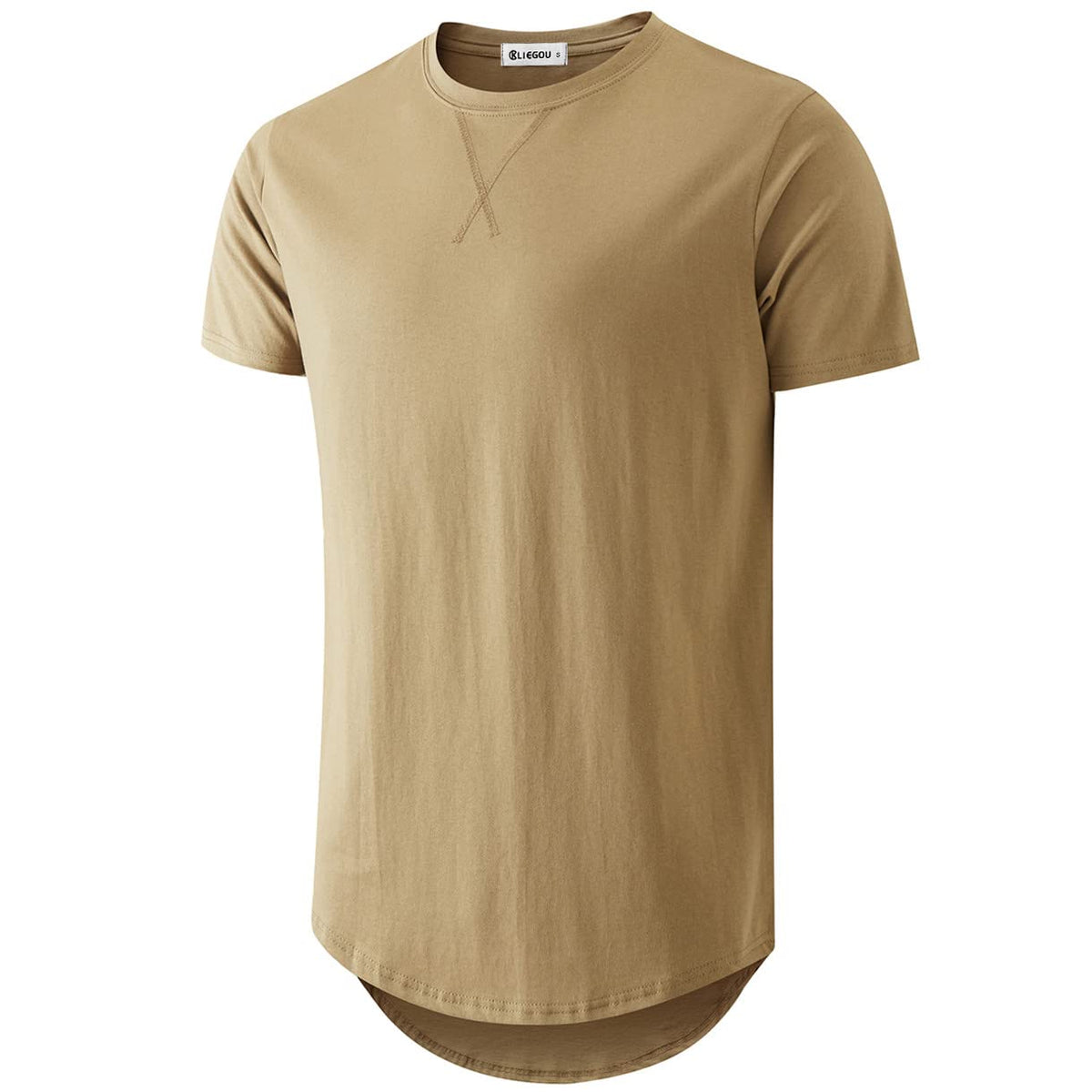 KLIEGOU Men's 100% Cotton Longline T-Shirt, Pre-Shrunk Soft