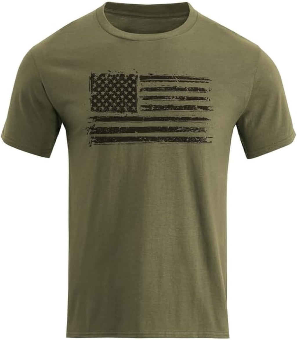 H HYFOL Men's Graphic T-Shirts USA Flag Cotton Short Sleeve American Patriotic Crewneck Casual Regular Tee Shirts