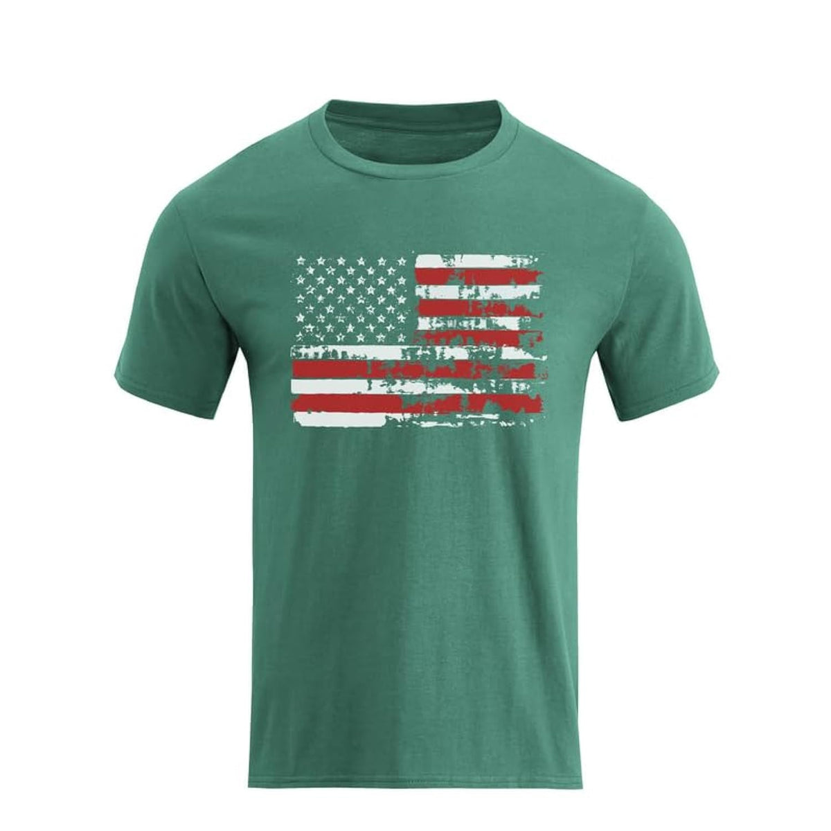 H HYFOL Men's Graphic T-Shirts USA Flag Cotton Short Sleeve American Patriotic Crewneck Casual Regular Tee Shirts