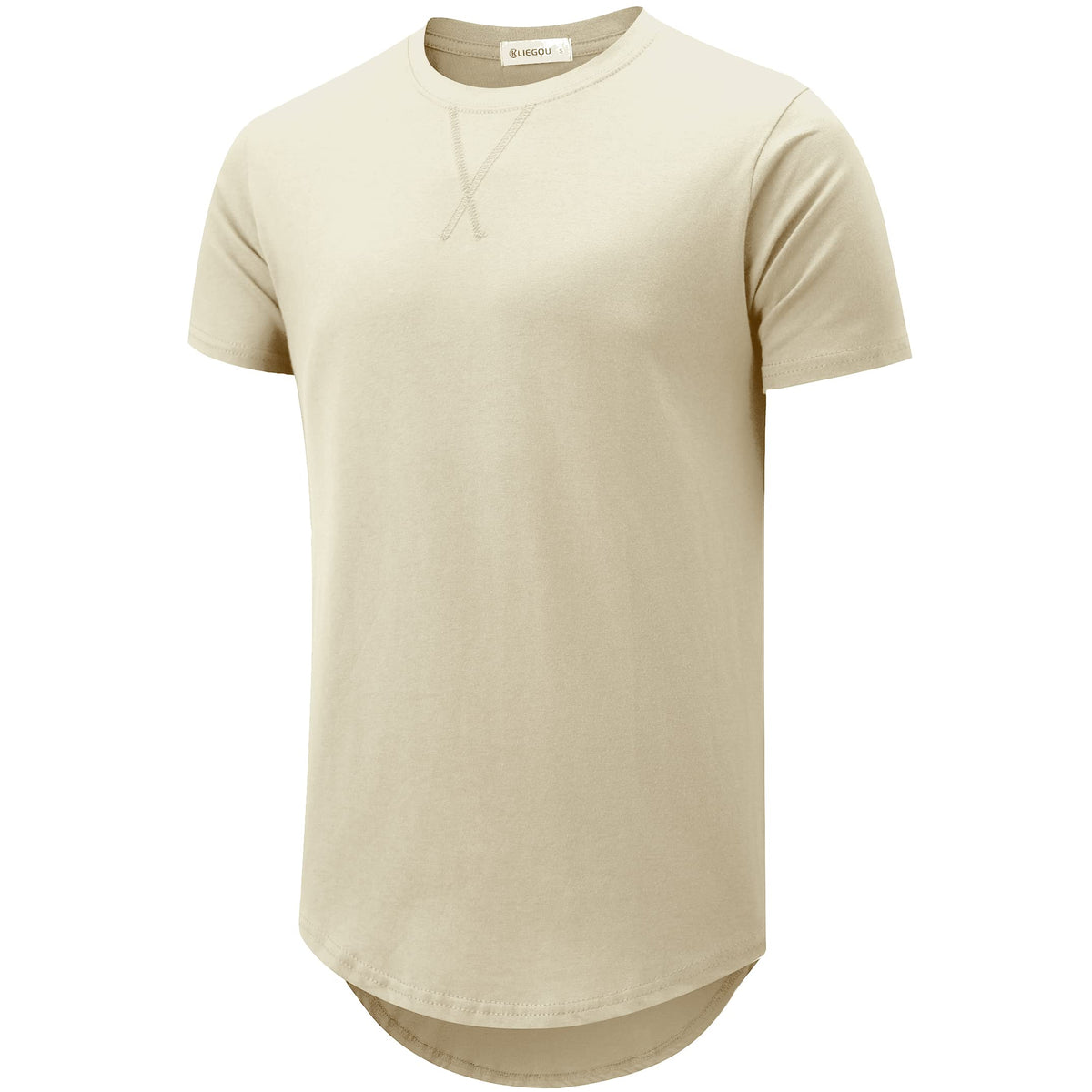 KLIEGOU Men's 100% Cotton Longline T-Shirt, Pre-Shrunk Soft