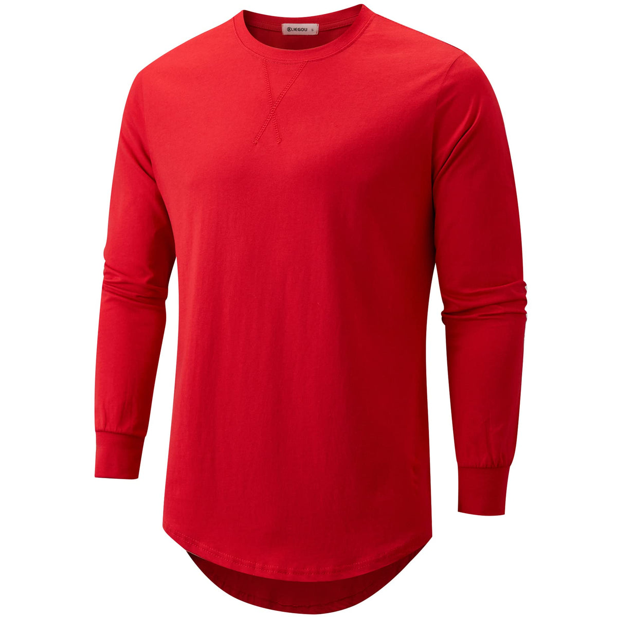 KLIEGOU Men's 100% Cotton Longline T-Shirt, Pre-Shrunk Soft