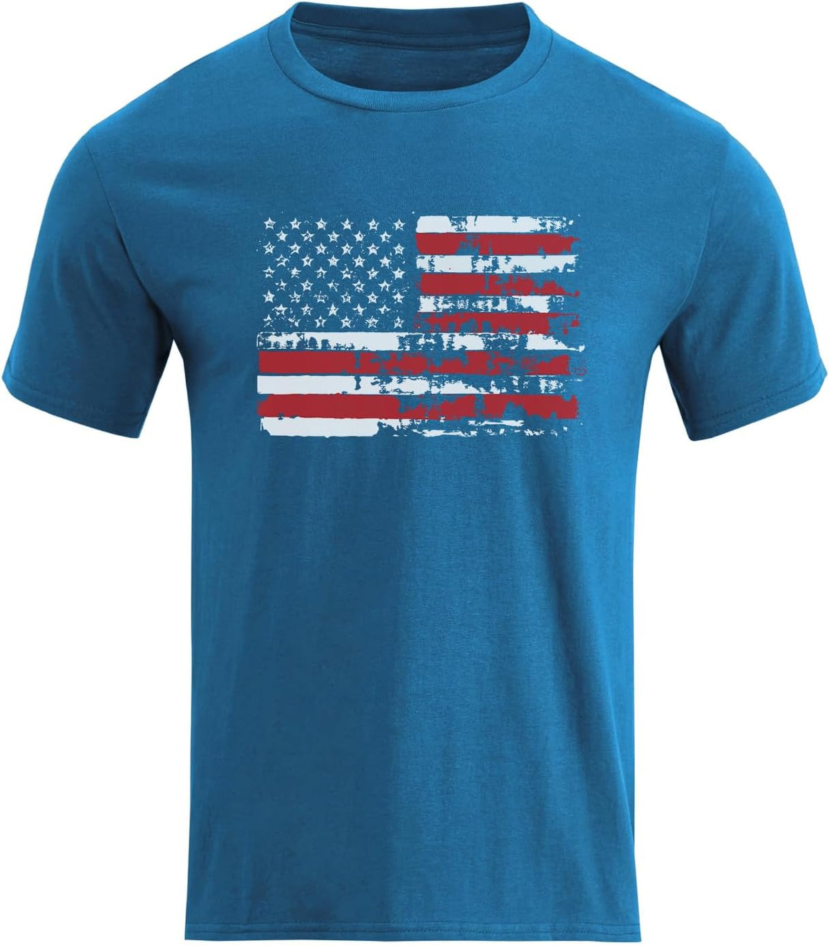 H HYFOL Men's Graphic T-Shirts USA Flag Cotton Short Sleeve American Patriotic Crewneck Casual Regular Tee Shirts