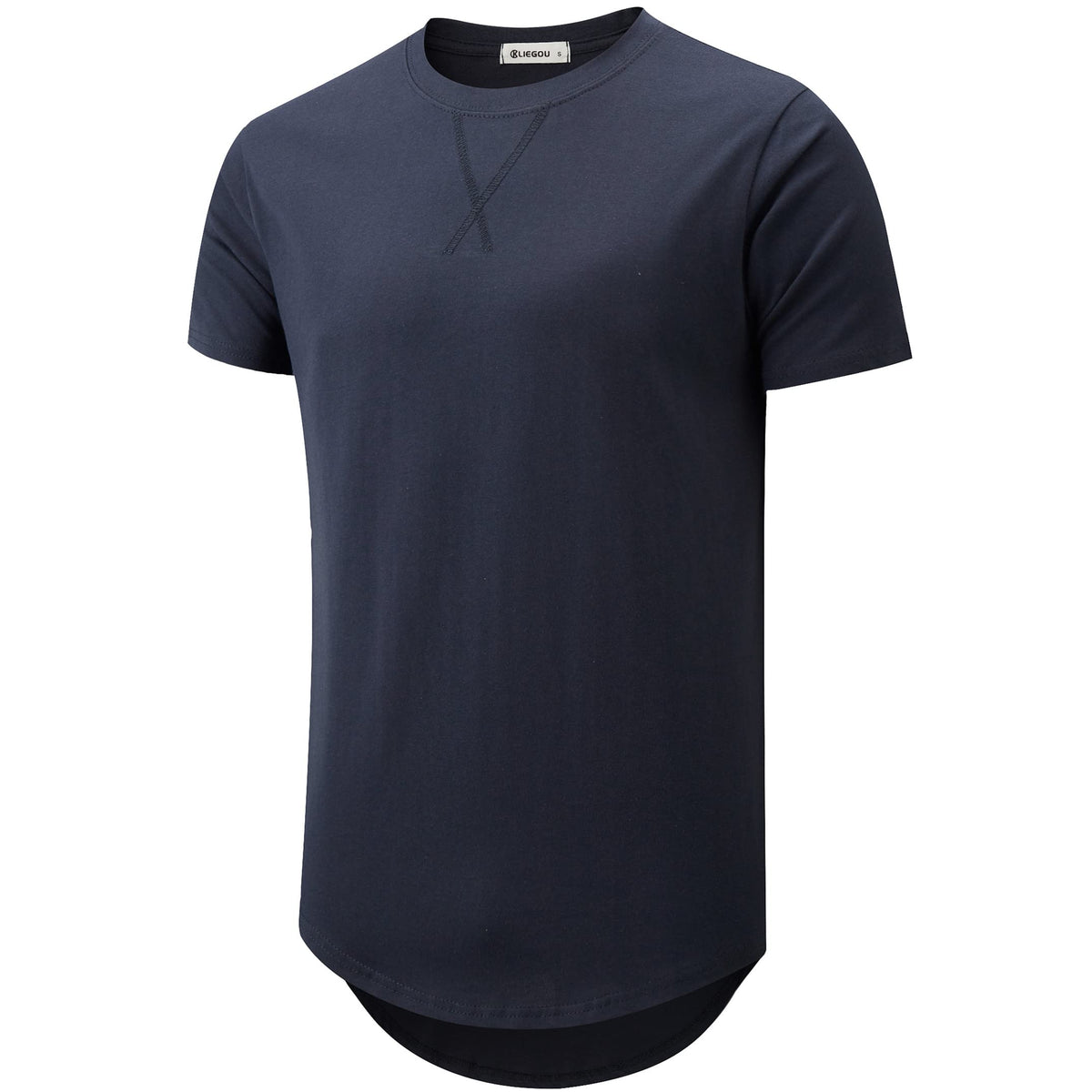 KLIEGOU Men's 100% Cotton Longline T-Shirt, Pre-Shrunk Soft