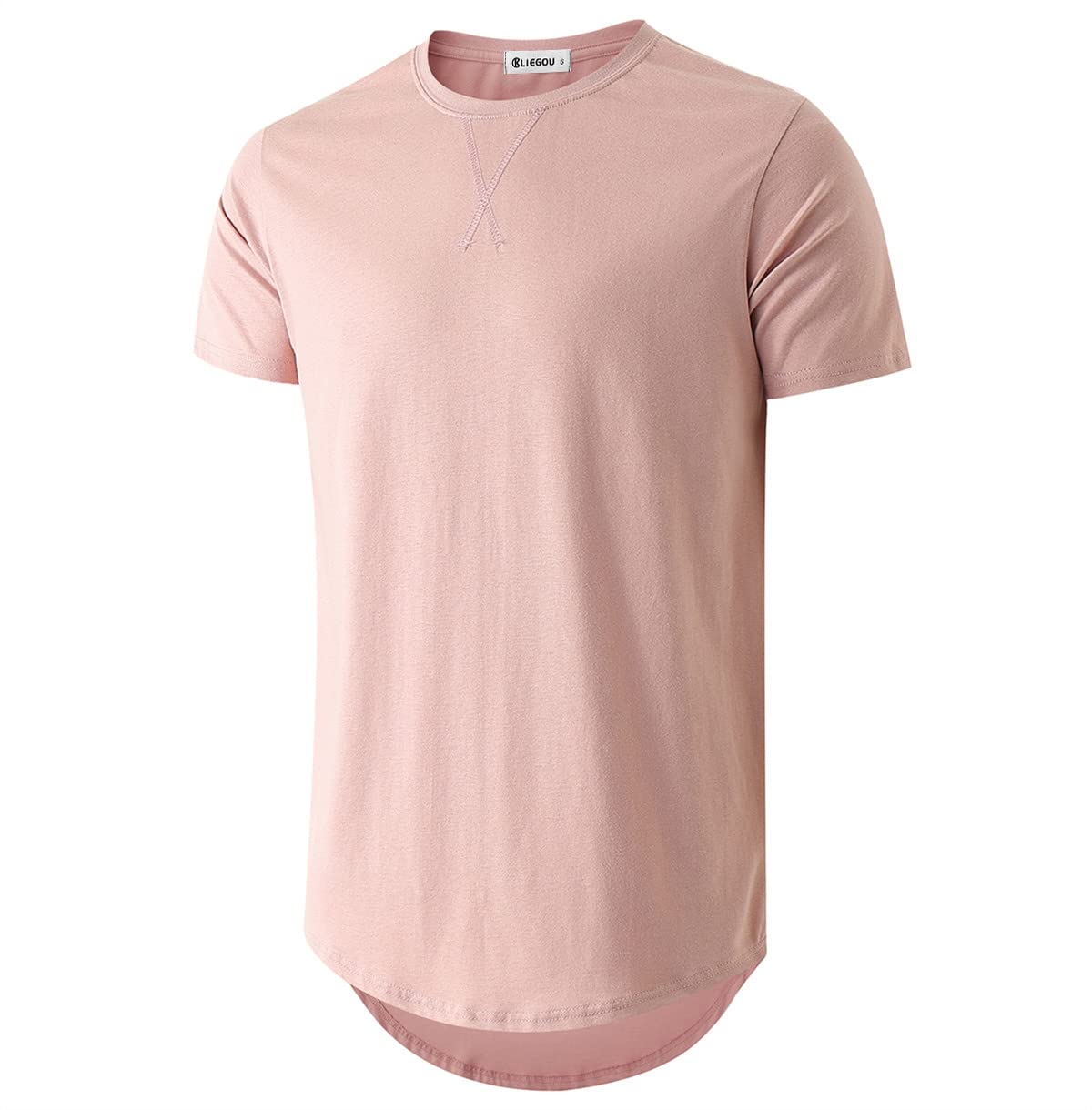 KLIEGOU Men's 100% Cotton Longline T-Shirt, Pre-Shrunk Soft