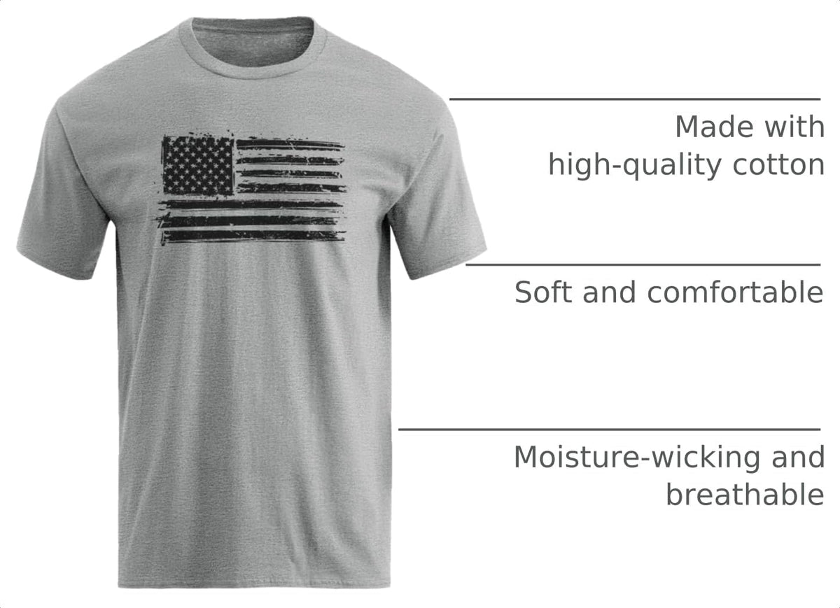 H HYFOL Men's Graphic T-Shirts USA Flag Cotton Short Sleeve American Patriotic Crewneck Casual Regular Tee Shirts