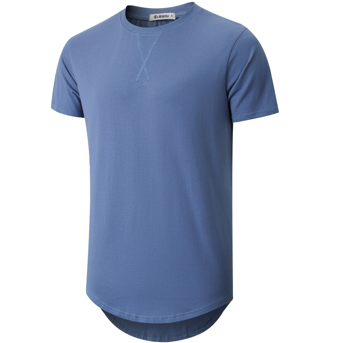 KLIEGOU Men's 100% Cotton Longline T-Shirt, Pre-Shrunk Soft