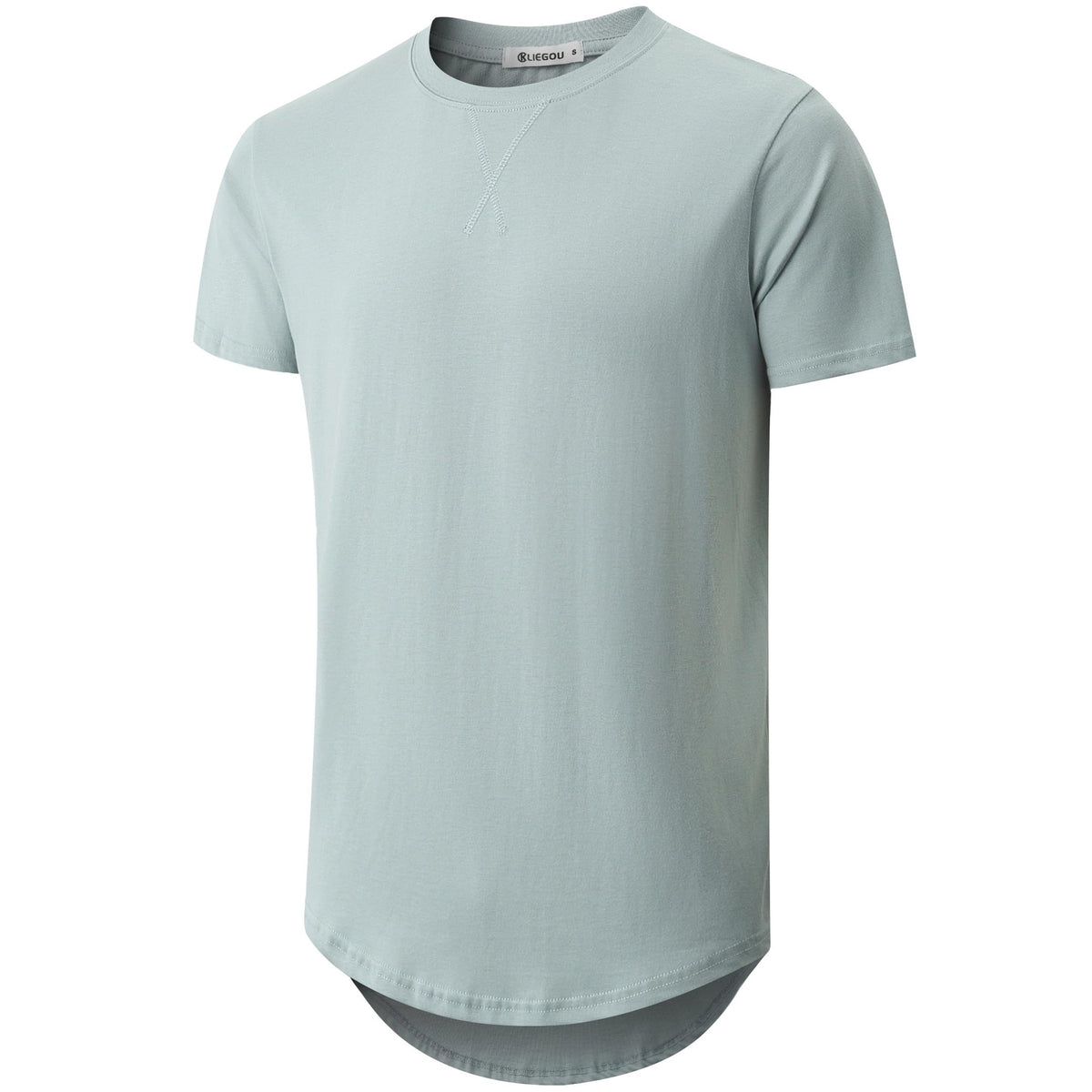 KLIEGOU Men's 100% Cotton Longline T-Shirt, Pre-Shrunk Soft