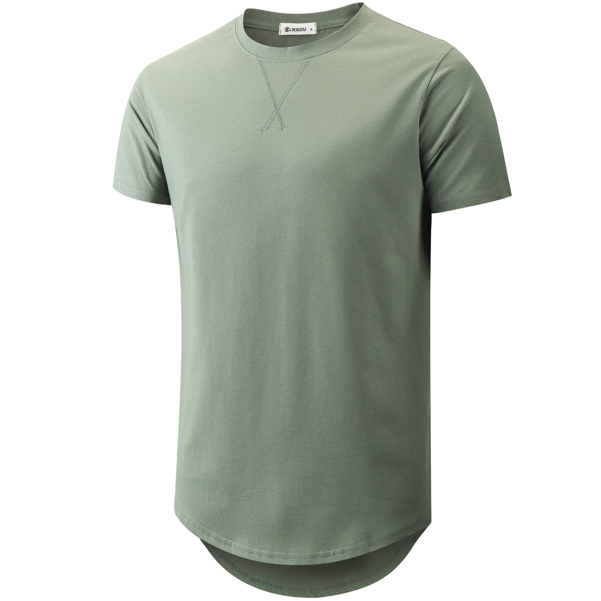 KLIEGOU Men's 100% Cotton Longline T-Shirt, Pre-Shrunk Soft