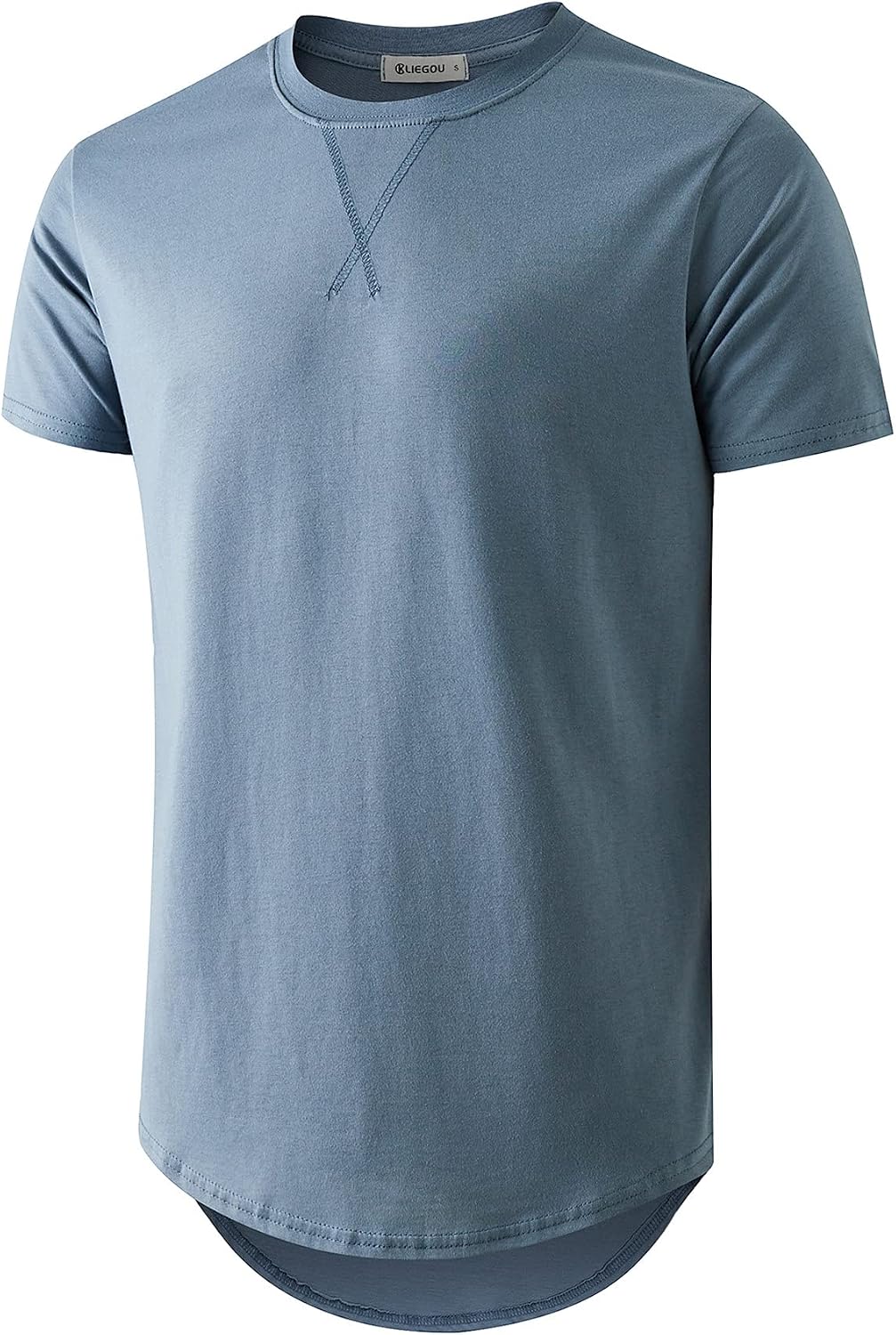KLIEGOU Men's 100% Cotton Longline T-Shirt, Pre-Shrunk Soft