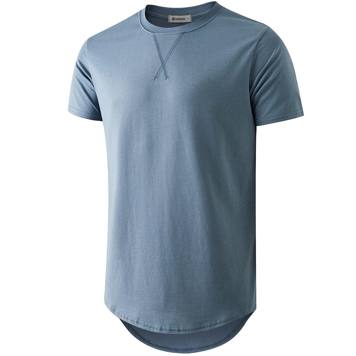 KLIEGOU Men's 100% Cotton Longline T-Shirt, Pre-Shrunk Soft