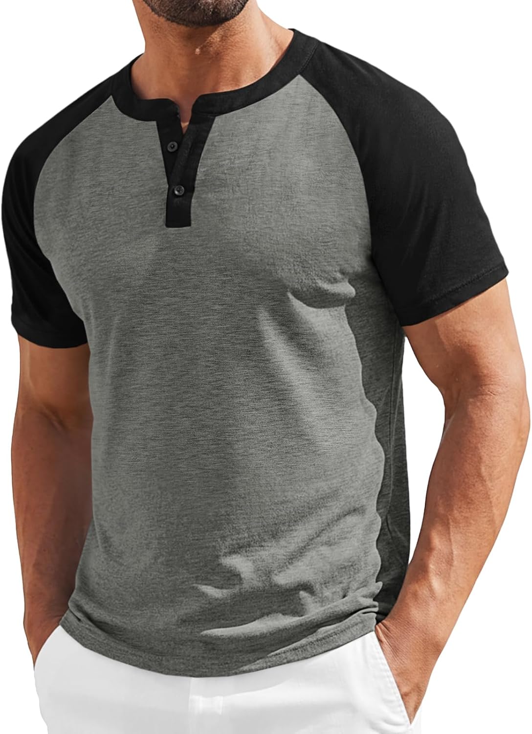 Runcati Mens Henley Shirts Casual Short Sleeve Raglan Tees Workout T-Shirts | Baseball tshirts, Henley tops, Color block, Lightweight, Classic, Cotton blend, Workout, for Summer Beach, Vacations, Gym