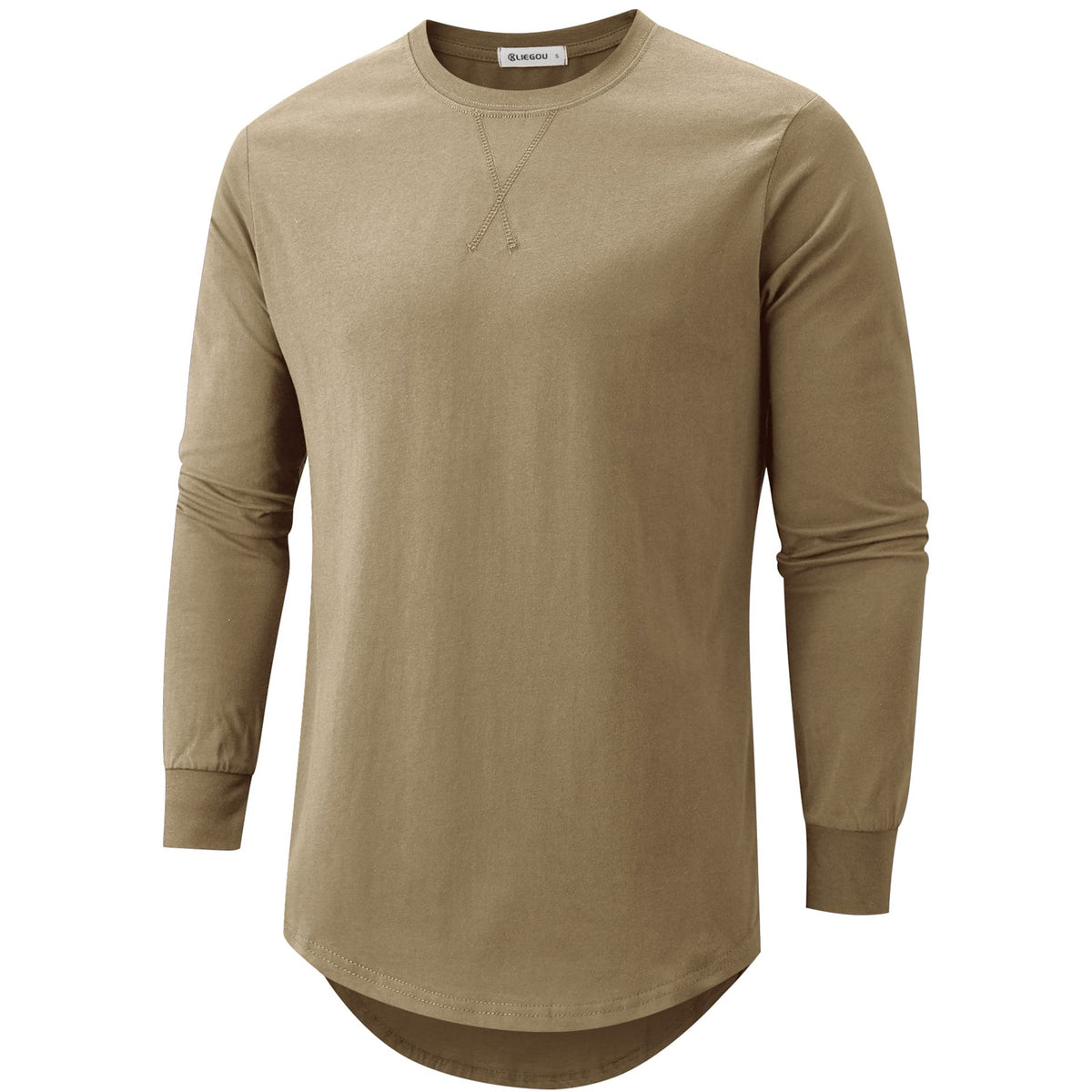 KLIEGOU Men's 100% Cotton Longline T-Shirt, Pre-Shrunk Soft