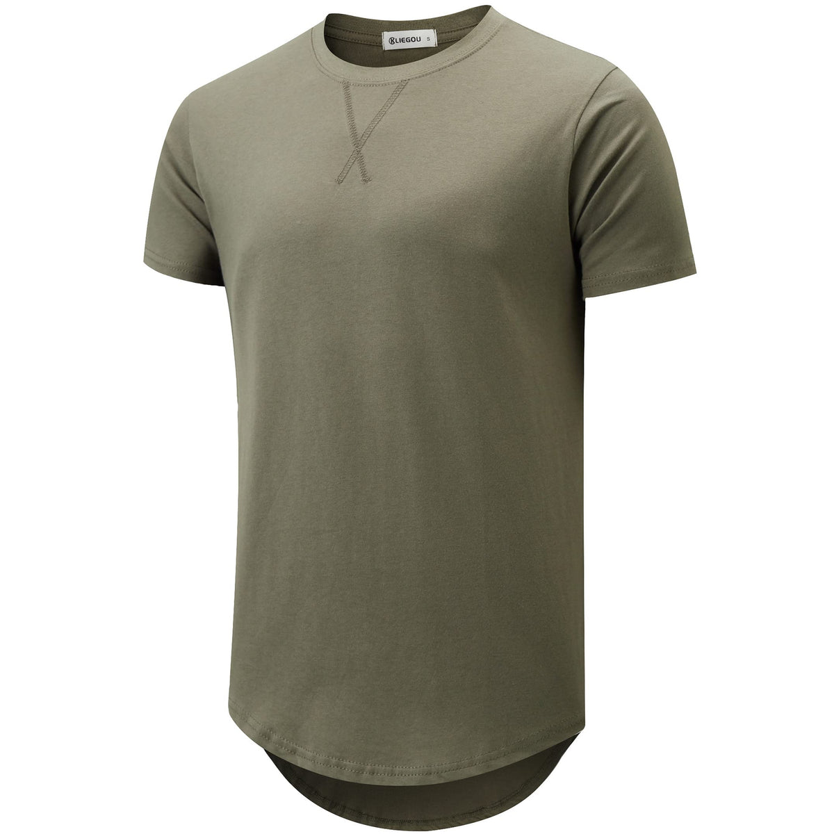 KLIEGOU Men's 100% Cotton Longline T-Shirt, Pre-Shrunk Soft