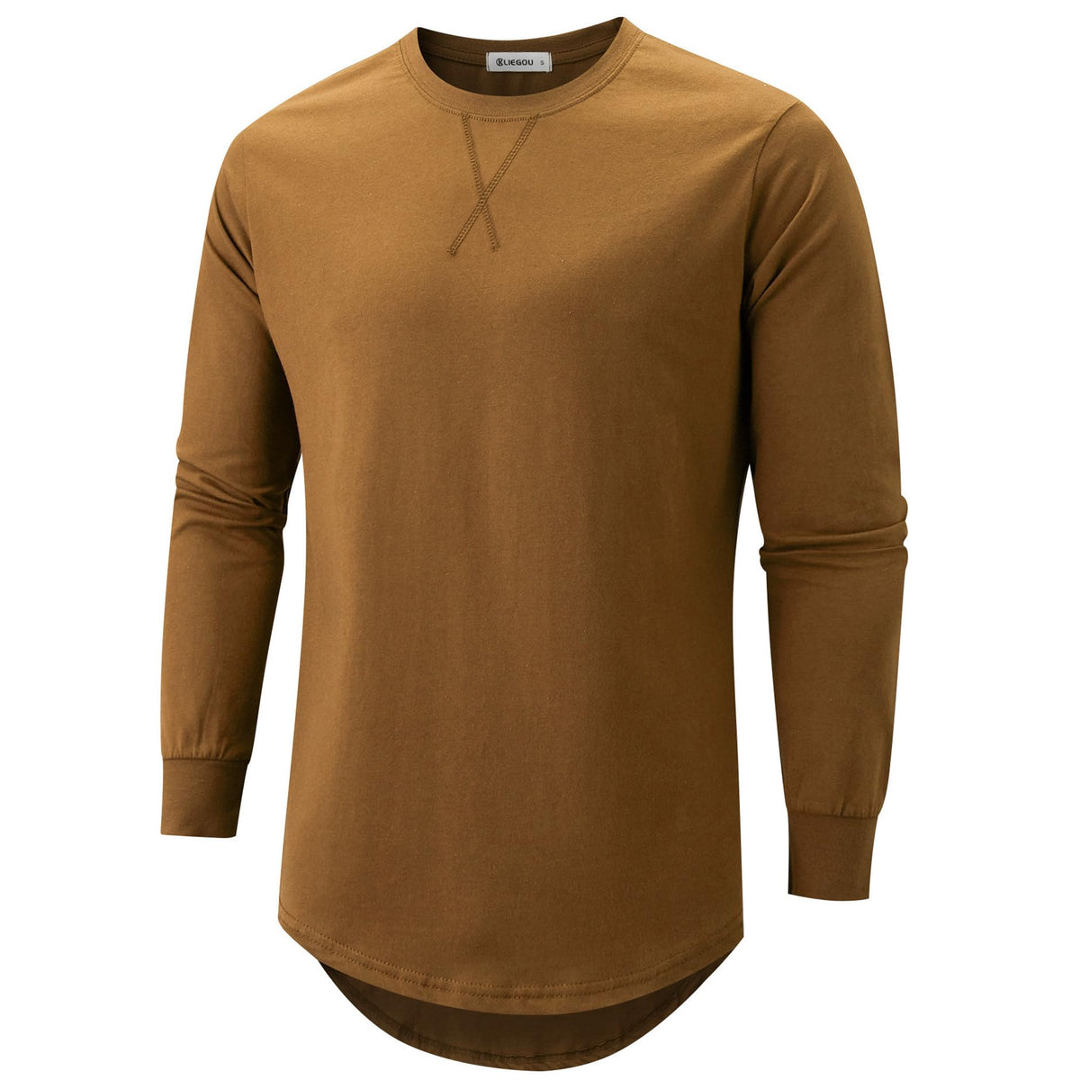 KLIEGOU Men's 100% Cotton Longline T-Shirt, Pre-Shrunk Soft