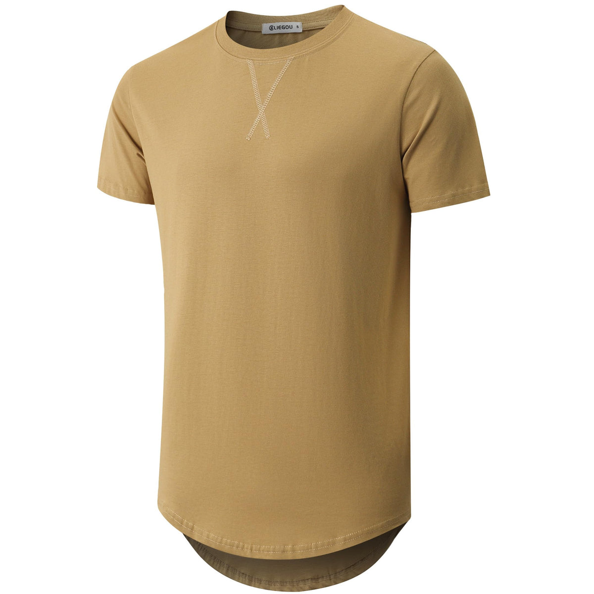 KLIEGOU Men's 100% Cotton Longline T-Shirt, Pre-Shrunk Soft