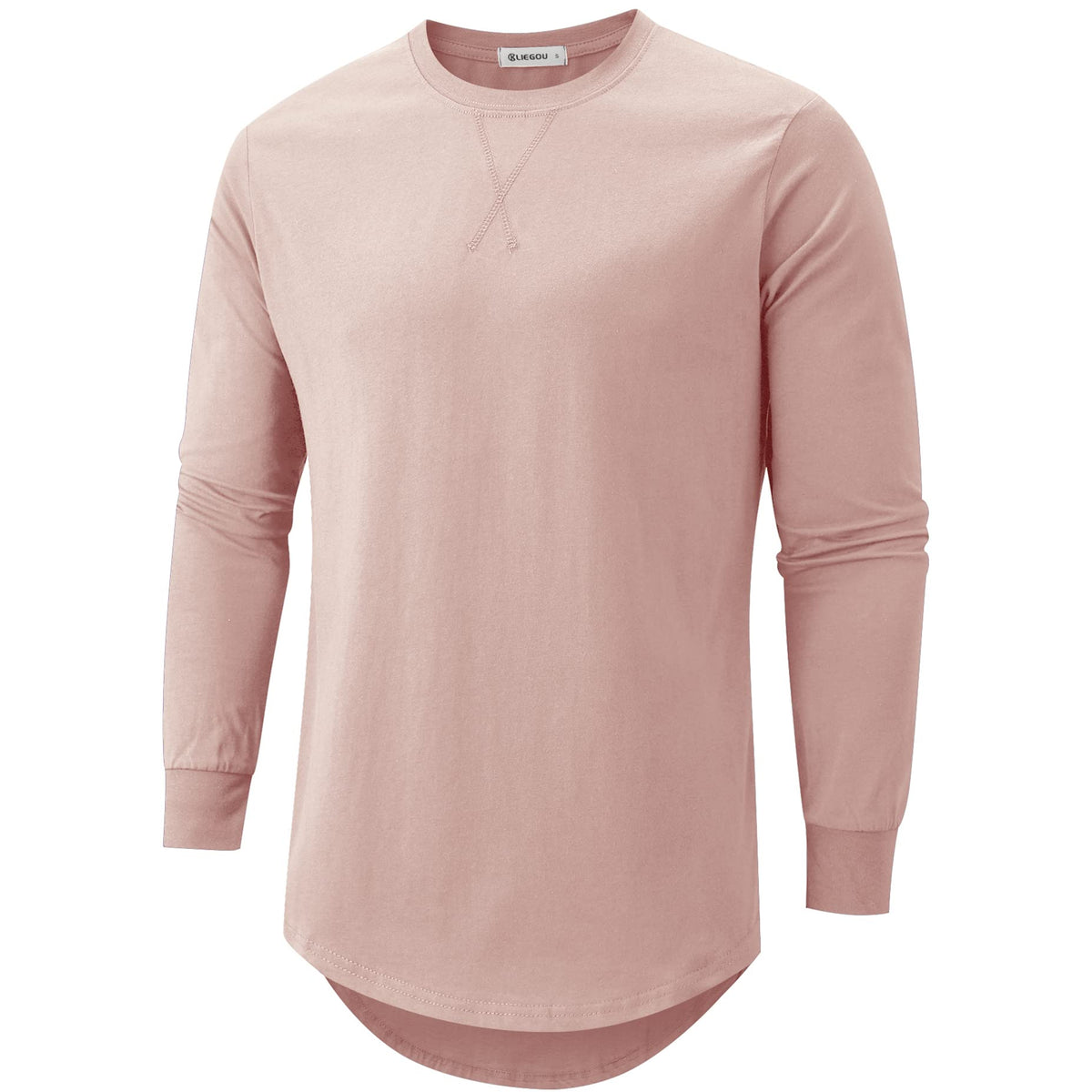KLIEGOU Men's 100% Cotton Longline T-Shirt, Pre-Shrunk Soft
