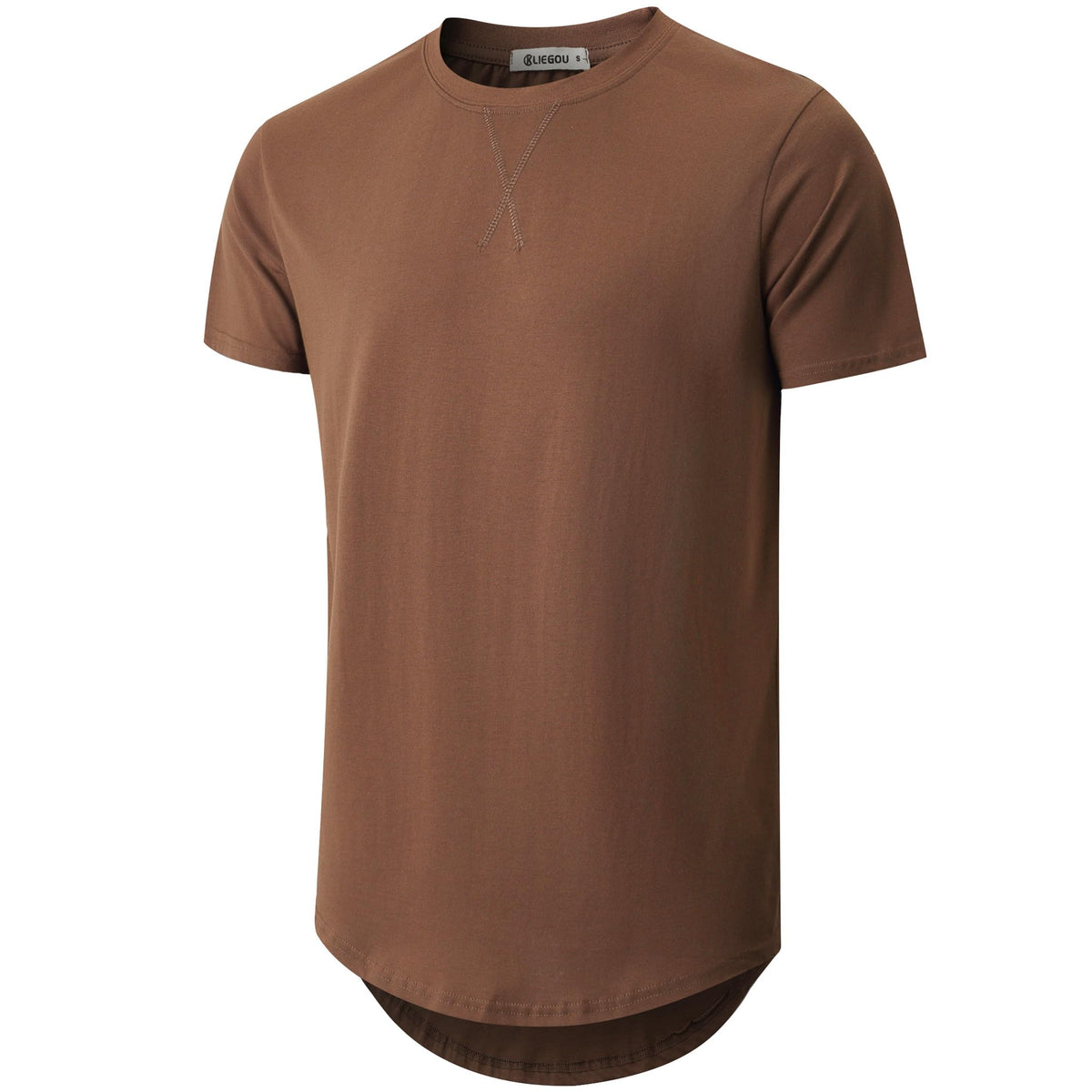 KLIEGOU Men's 100% Cotton Longline T-Shirt, Pre-Shrunk Soft