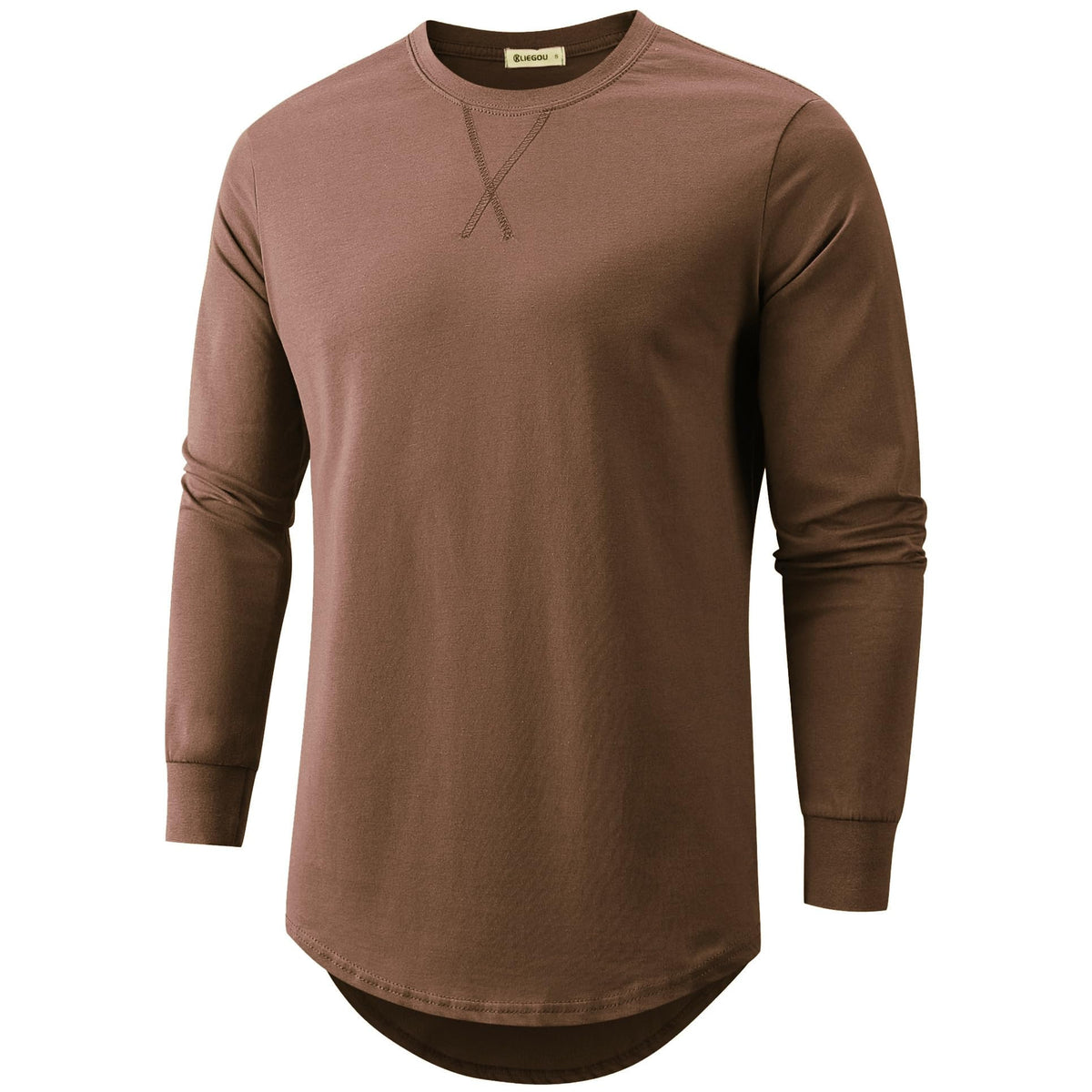 KLIEGOU Men's 100% Cotton Longline T-Shirt, Pre-Shrunk Soft