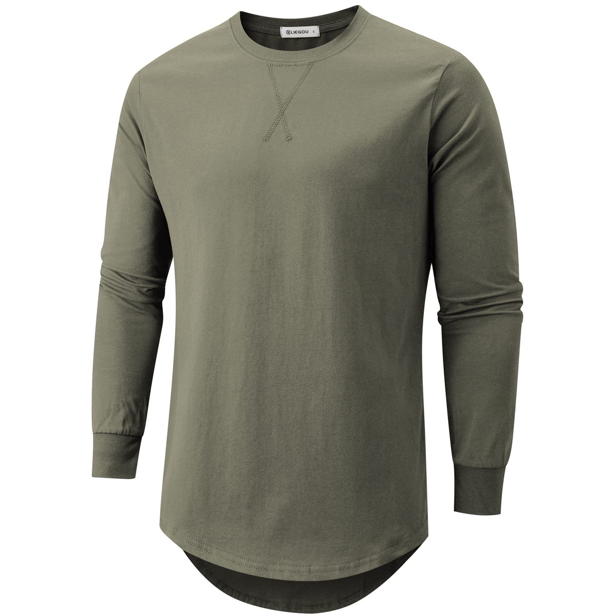 KLIEGOU Men's 100% Cotton Longline T-Shirt, Pre-Shrunk Soft