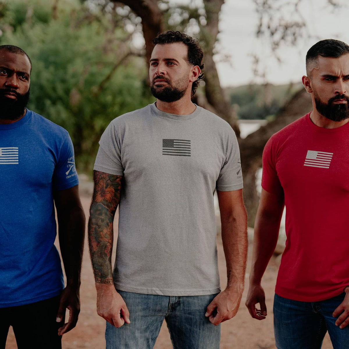 Grunt Style Basic Freedom Flag Men's Patriotic Graphic Tee