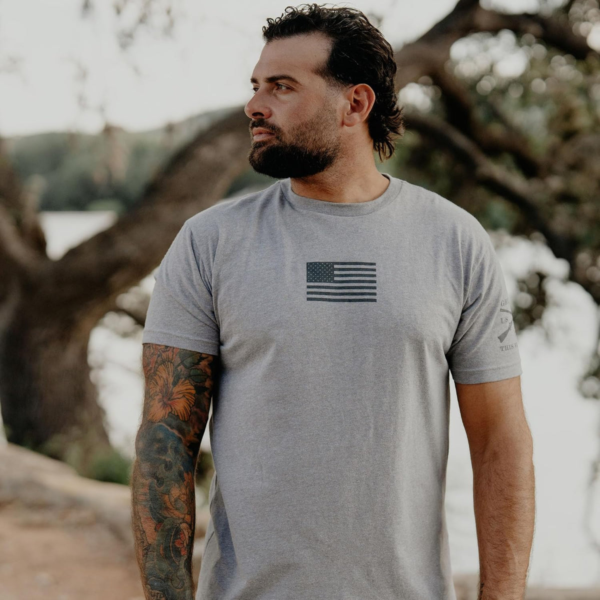 Grunt Style Basic Freedom Flag Men's Patriotic Graphic Tee