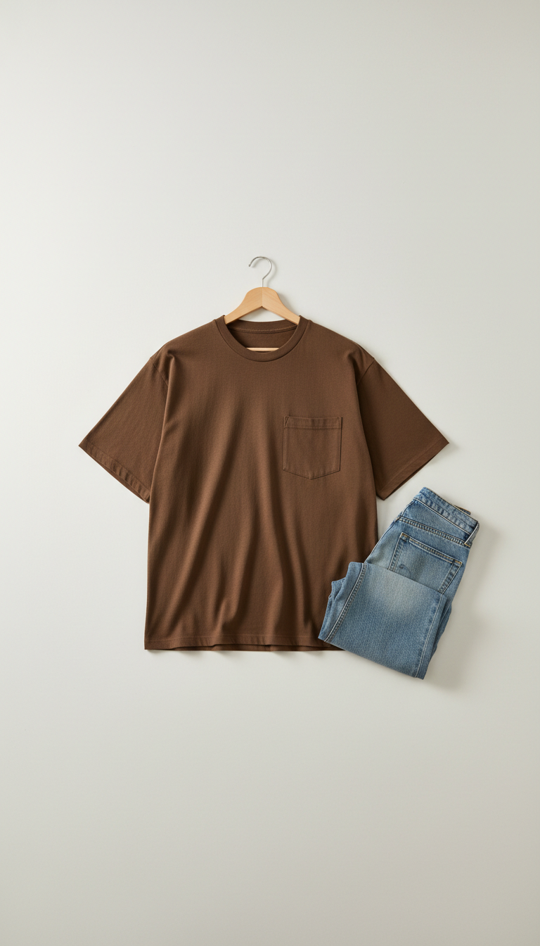 Coffee brown heavyweight pocket tee